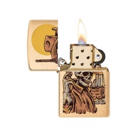 Zippo Lighter med Cowboy Skull Design set med flamme