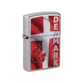 Zippo Lighter med det danske flag set fra vinkel