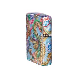 Zippo Lighter Dragon Design set fra side med hængsel