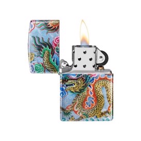 Zippo Lighter Dragon Design set med flamme