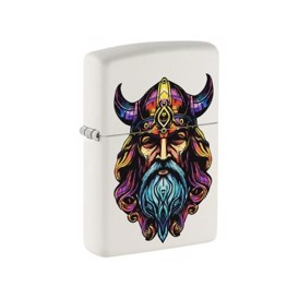 Zippo Lighter i Farvet Viking Design set i vinkel