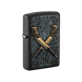 Zippo Lighter med Golden Horns Design set i vinkel