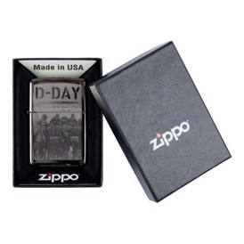 Zippo Lighter med motiv af D-Day Normandy Landings set i æske