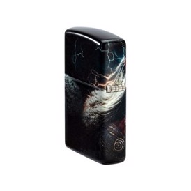 Zippo Lighter med Viking Face Design set fra ende