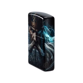 Zippo Lighter med Viking Face Design set fra siden