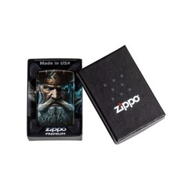 Zippo Lighter med Viking Face Design set i æske