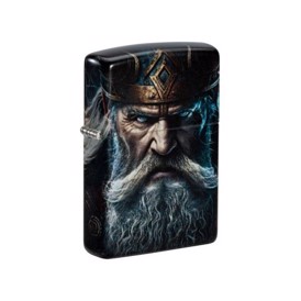 Zippo Lighter med Viking Face Design set i vinkel