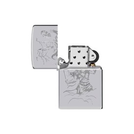 Zippo Lighter Med Viking i Højglans Krom set åben