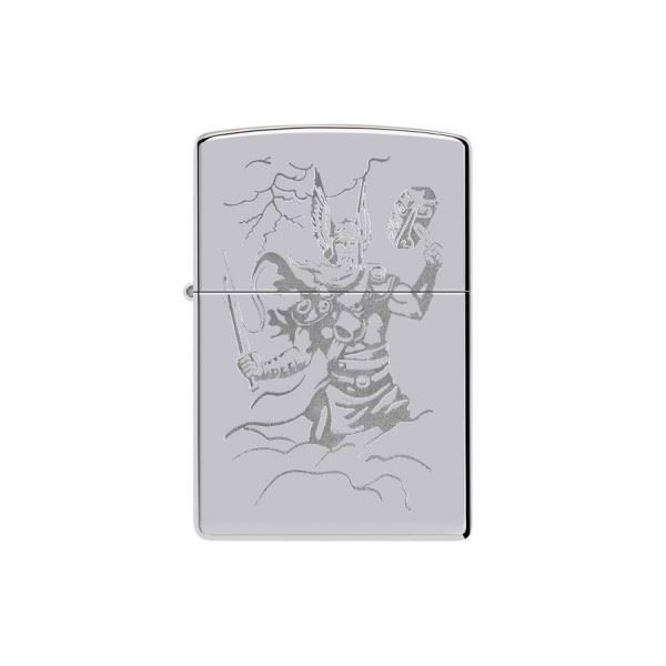 Zippo Lighter Med Viking i Højglans Krom