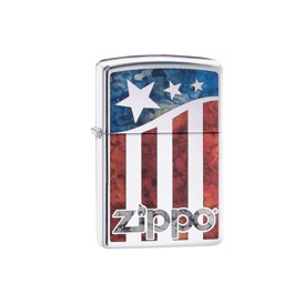Blankpoleret Zippo lighter med US flag